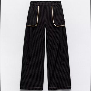 Pinstripe Wide-Leg Pants